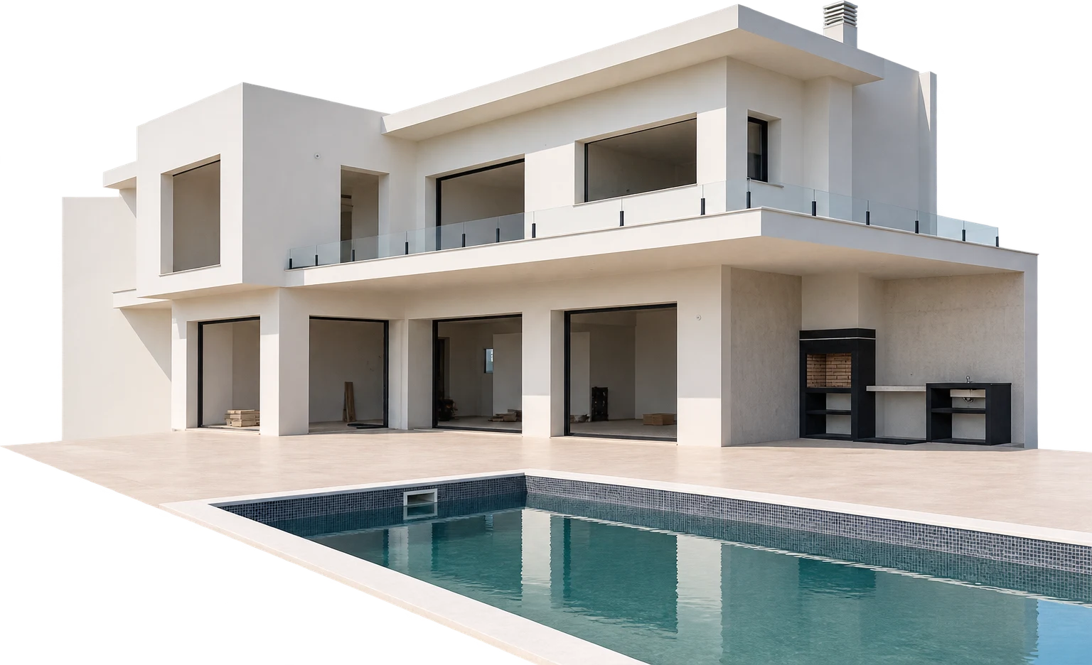 Moradia contemporânea com piscina construída pela Resumovia
