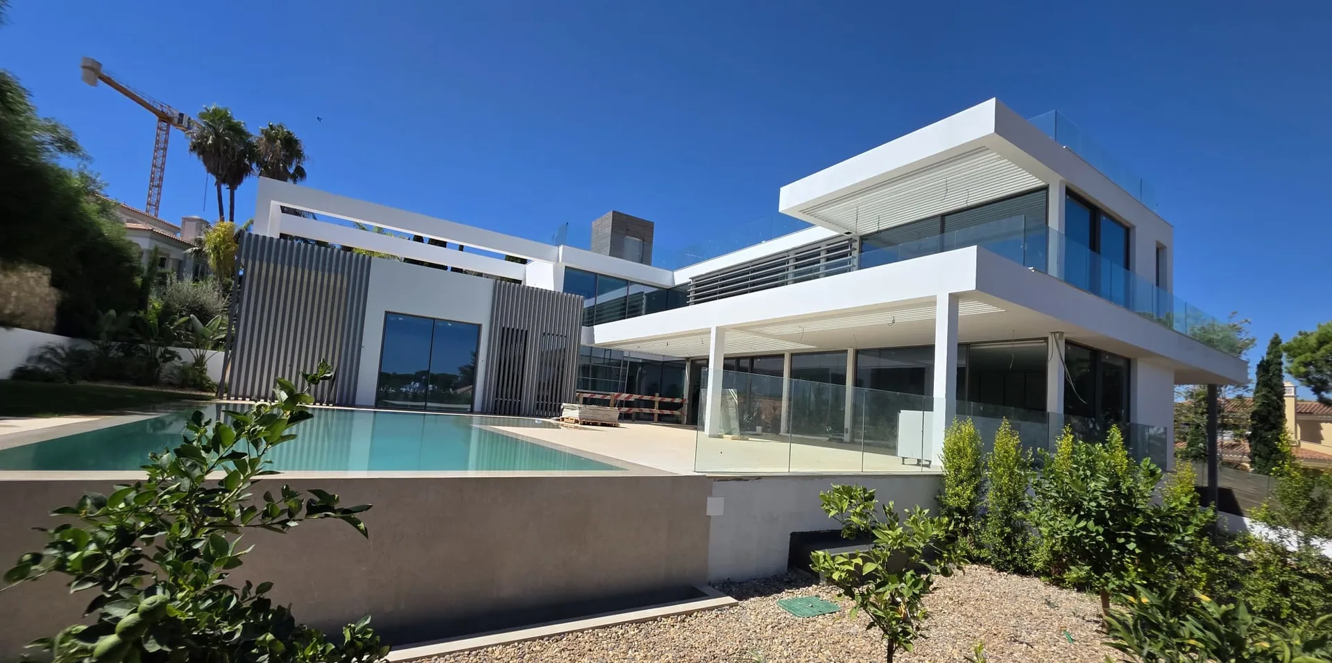 La piscine et le jardin avec des orangers