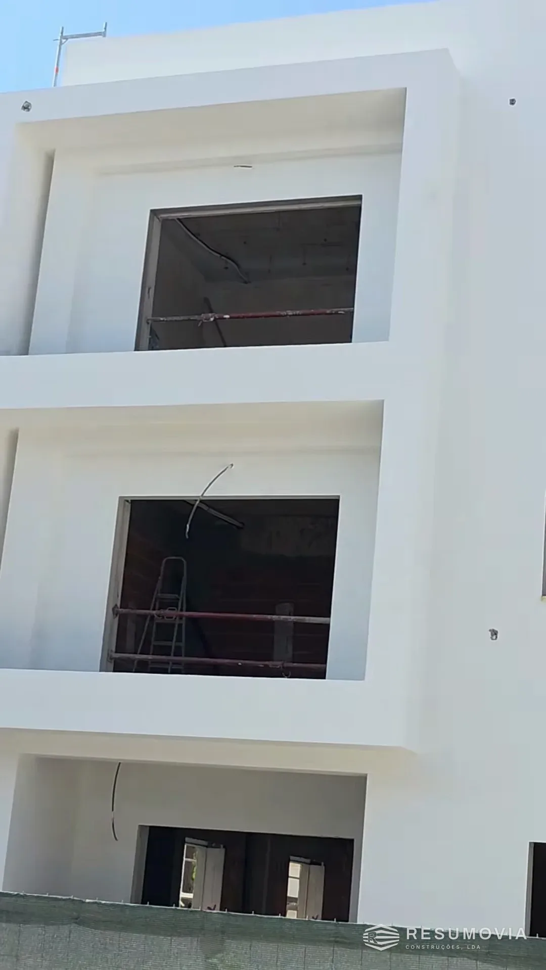 Detail of the balconies before the window frames